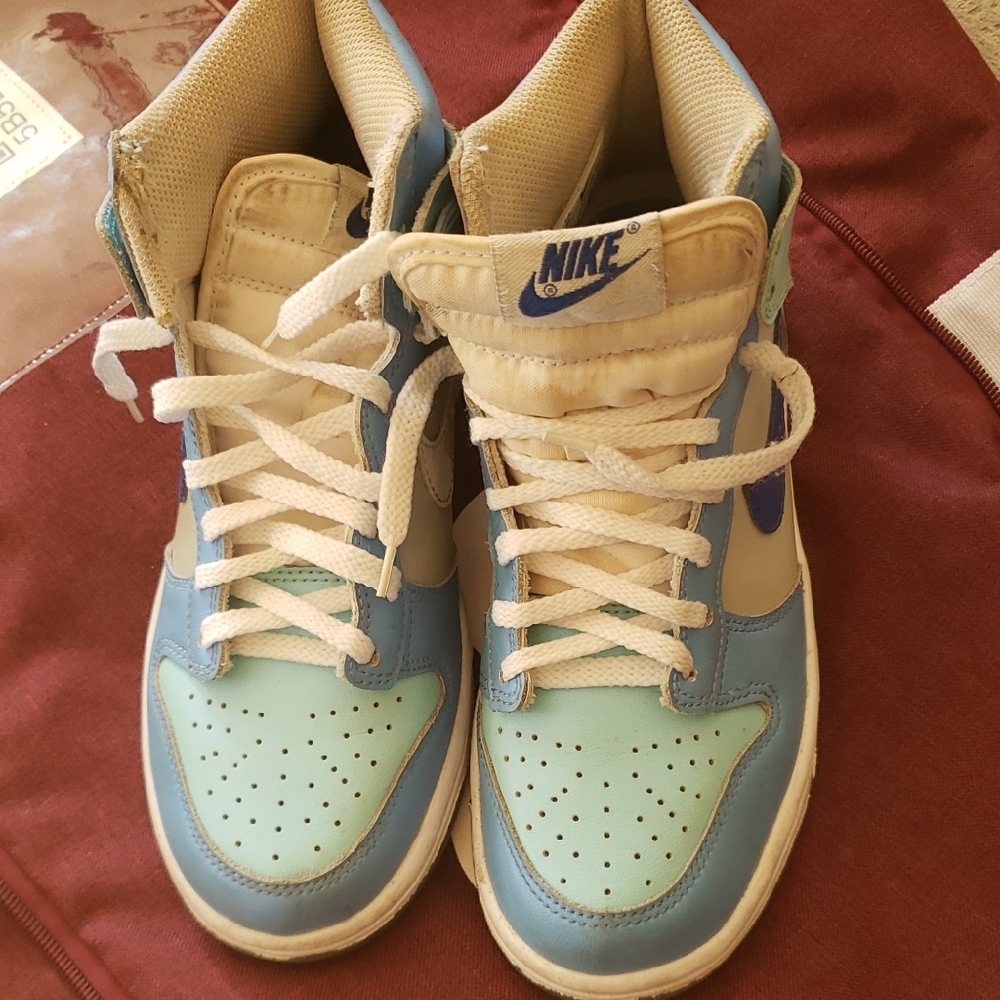 Nike Kids Light Blue and White High-Top Sneakers